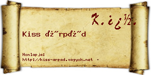 Kiss Árpád névjegykártya