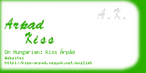 arpad kiss business card
