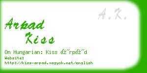 arpad kiss business card